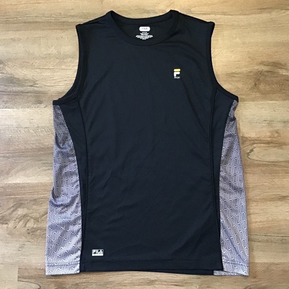 FILA Tank Top Youth Size L 14/16 Athletic Logo Black Gray Basketball Sport
